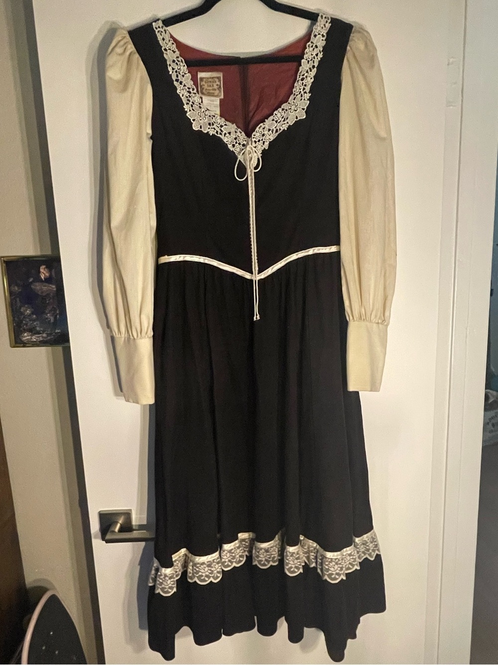 Gunne Sax Brown Corduroy 70s Prairie Midi Dress